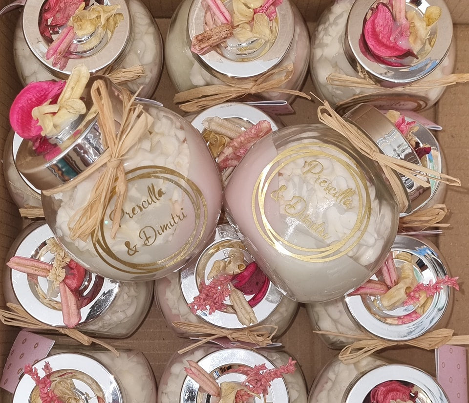 Bougie parfumée personnalisée au thème et couleurs de votre évènement