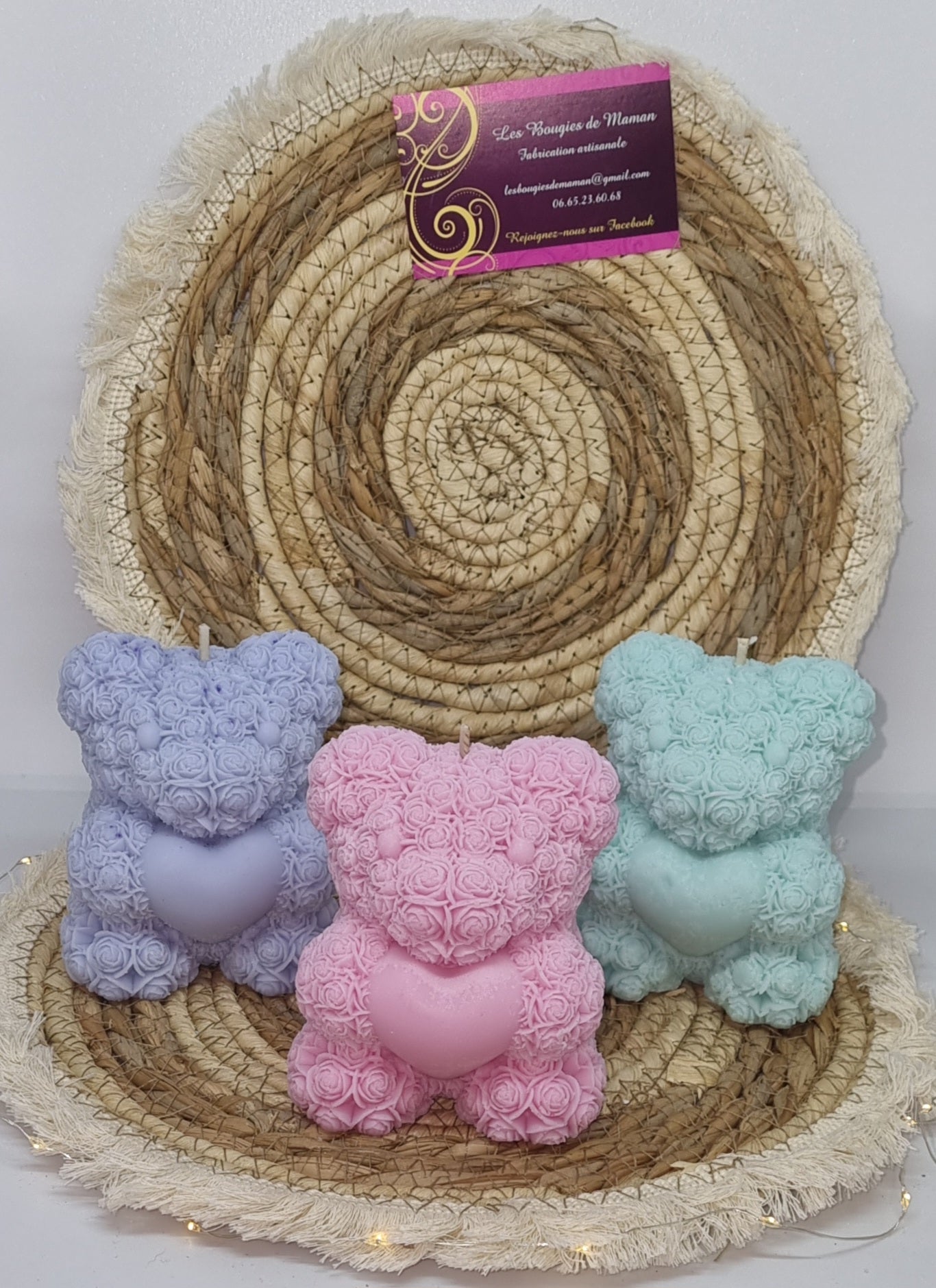 Bougie petit ours pour Baptême, naissance ...