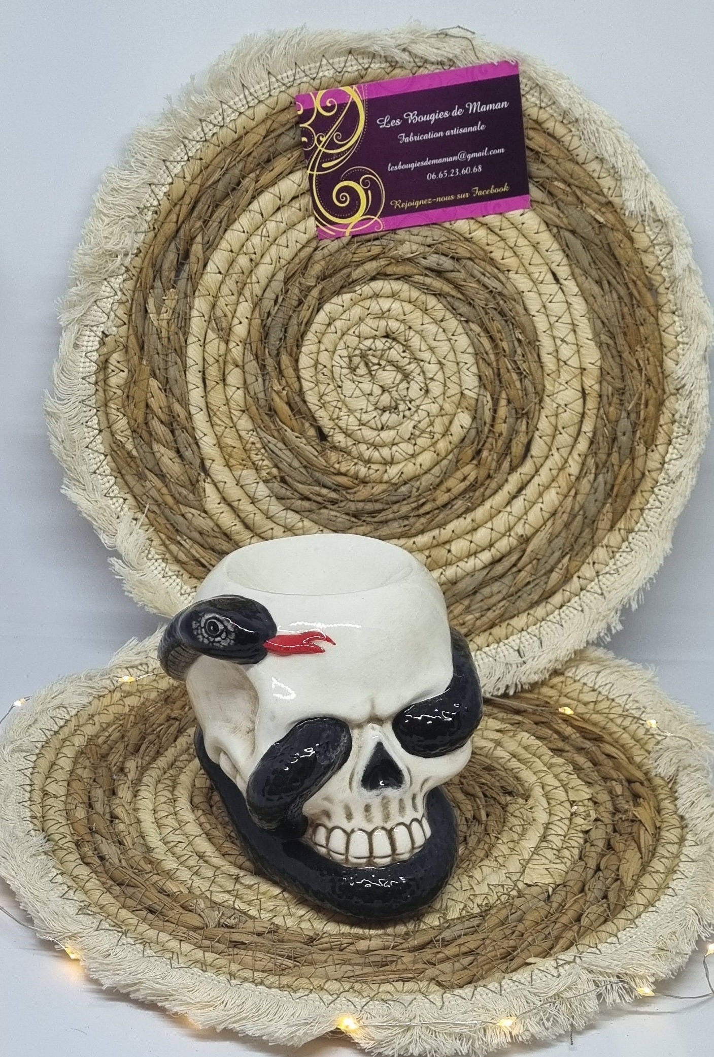 Crâne blanc avec serpent